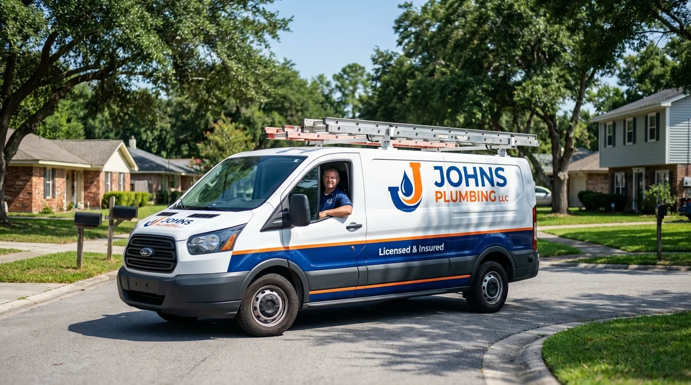 Johns Plumbing LLC service van in Barnstable, MA