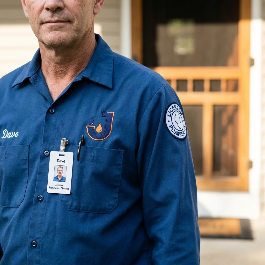 Licensed plumber showing ID badge in Barnstable, MA