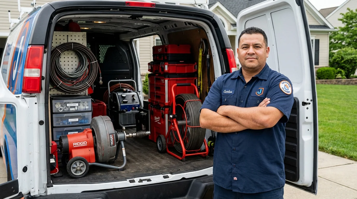 Professional drain cleaning equipment and Johns Plumbing LLC plumber in Barnstable