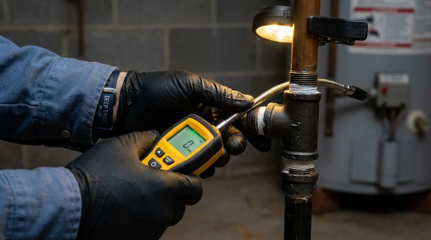 Gas leak detection with electronic sniffer by Johns Plumbing LLC in Barnstable