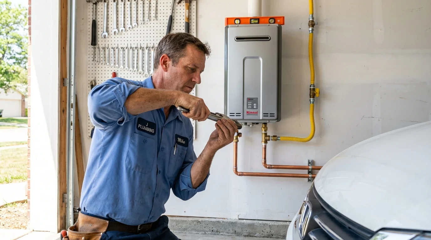 Tankless water heater installation by a Johns Plumbing LLC plumber in Barnstable